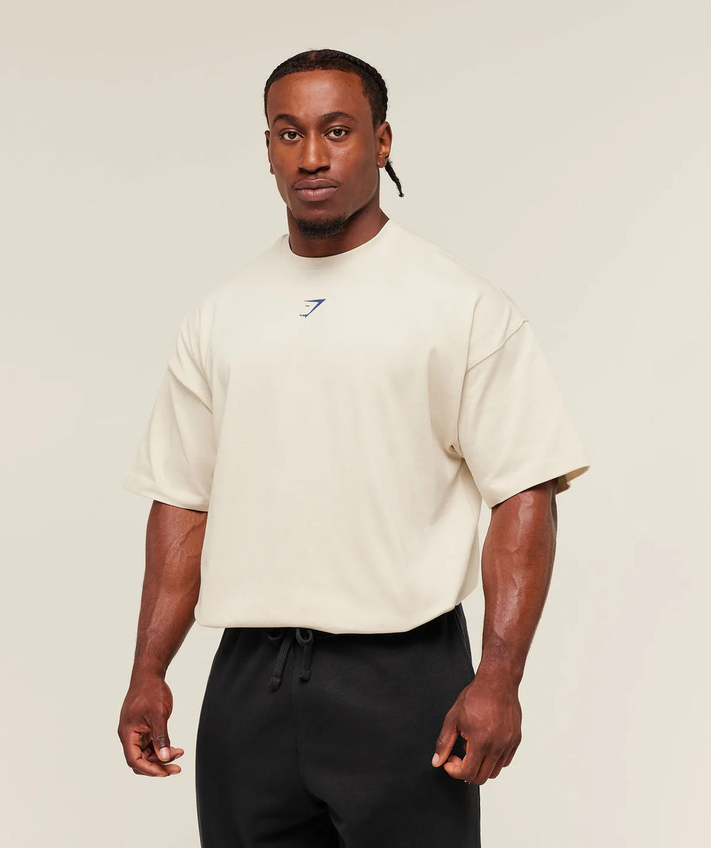 Gymshark Lifting Club T-Shirt - Oat White/Compound Blue