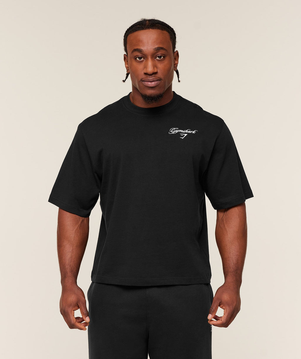 Gymshark Eagle Script Graphic T-Shirt - Black
