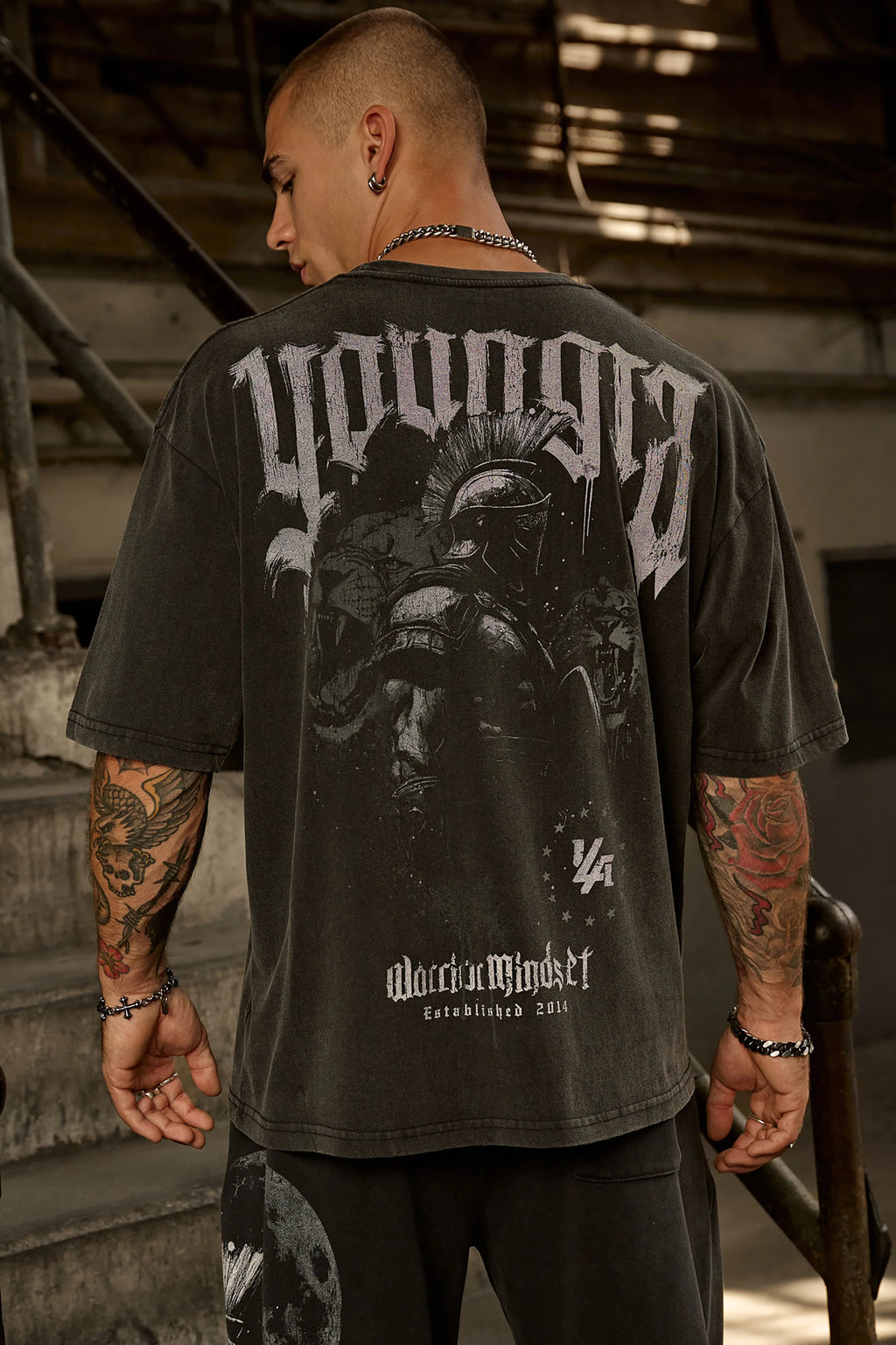 YoungLA Black Graphic Spartan Tee